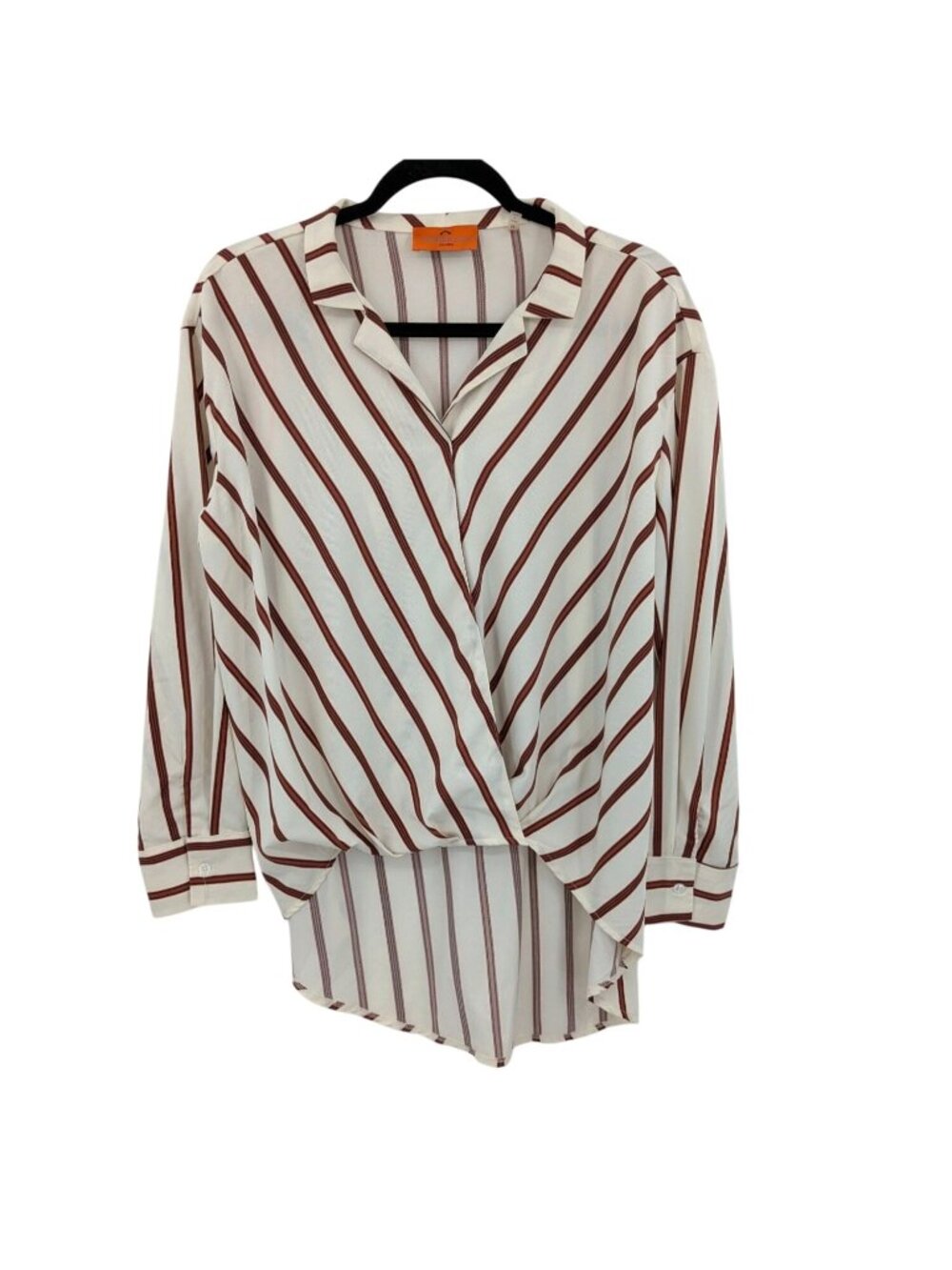 Patrizia Luca Striped Wrap Front Tunic Top Asymmetrical Office Minimalist Medium